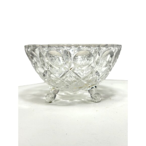 Vintage Crystal Glass Footed Sugar Bowl Cross And Olive Crystal Glass Candy Dish - Picture 2 of 4